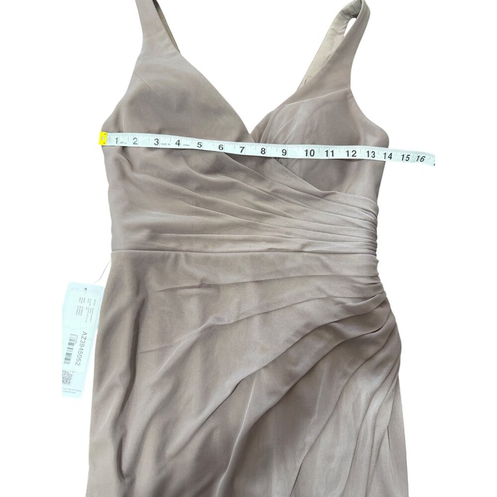 Azazie Leandra Mermaid Pleated Mesh Dress Bridesmaid Gown Hazelnut Pink Sz 2 NEW - Picture 6 of 10